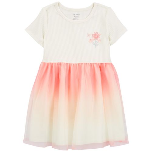 Vestido multicolor con bordado para niña