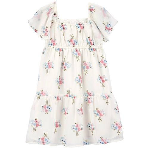 Vestido blanco con estampado de flores para niña