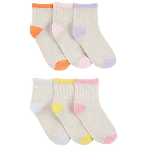Set de 6 pares de calcetines multicolor sólido para niña