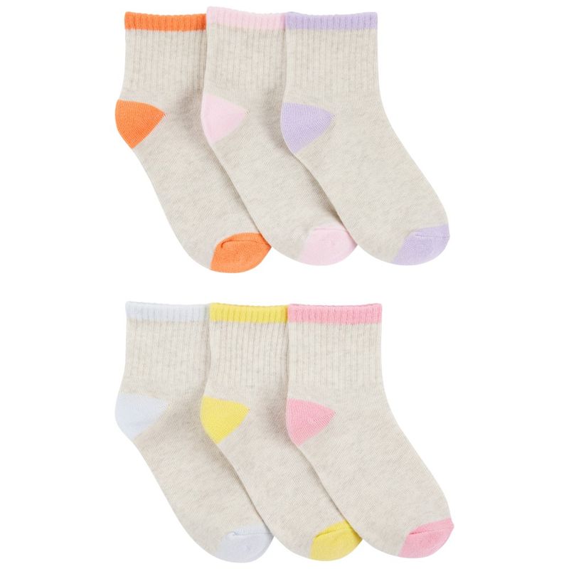 Set-de-6-pares-de-calcetines-multicolor-solido-para-niña-104846967