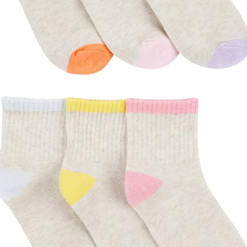 Set-de-6-pares-de-calcetines-multicolor-solido-para-niña-104846967
