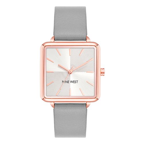 Reloj Nine West análogo de cuero gris para mujer