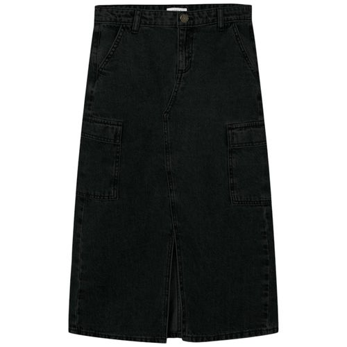 Falda denim negra sólido para niña