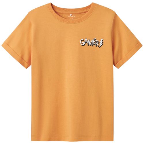 Camiseta anaranjada con estampado para niño