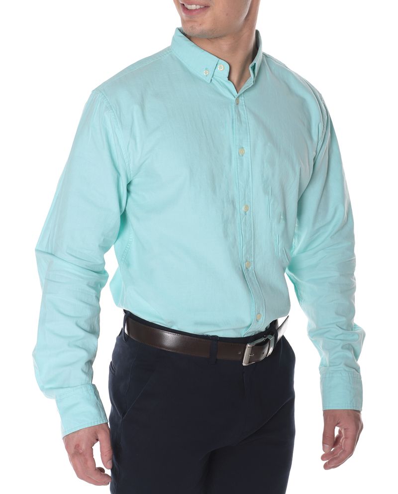 104693905-Camisa-casual-Gents-verde-claro-solida-para-hombre
