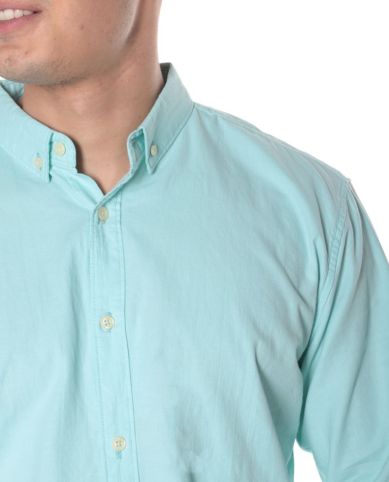 104693905-Camisa-casual-Gents-verde-claro-solida-para-hombre