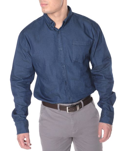 Camisa casual Gents azul oscuro denim para hombre