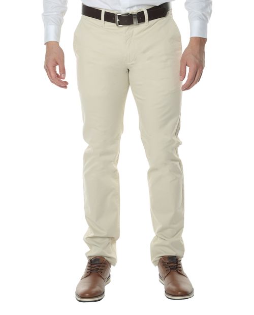 Pantalón casual Nautica straight fit ivory sólido para hombre