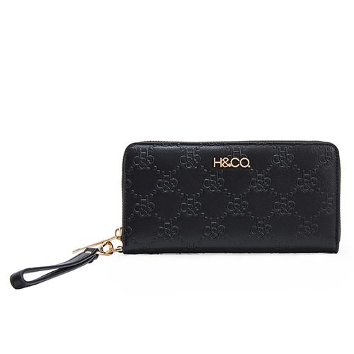Billetera zip around H&Co color negro para mujer