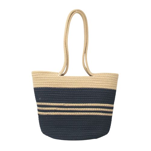 Cartera para playa tote Sabrina khaki/negro para mujer