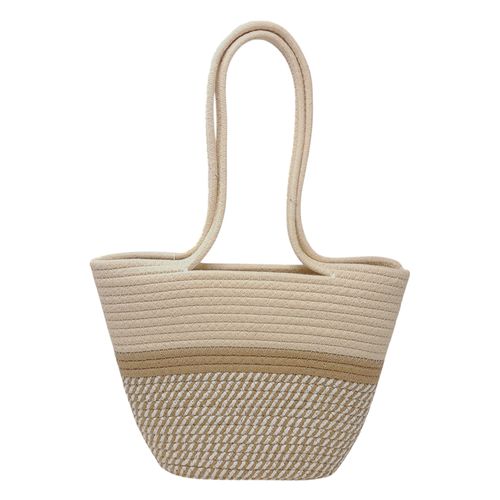 Cartera para playa tote Sabrina ivory/khaki para mujer