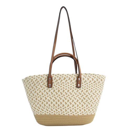 Cartera tote Sabrina color cafe/ivory para mujer