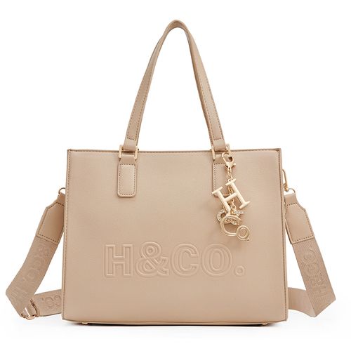 Cartera satchel H&Co. color café para mujer