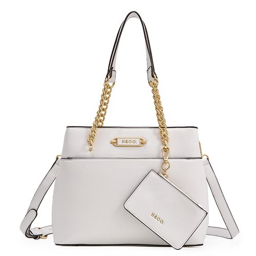 Cartera satchel H&Co. color blanco para mujer