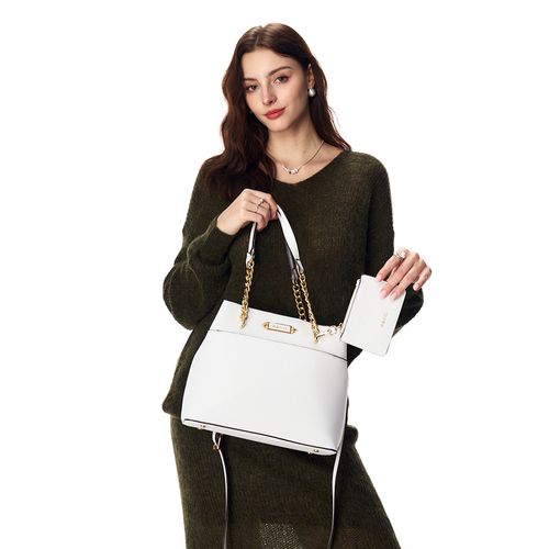 Cartera satchel H&Co. color blanco para mujer