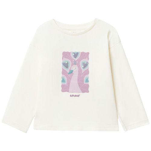 Blusa blanca con estampado para niña
