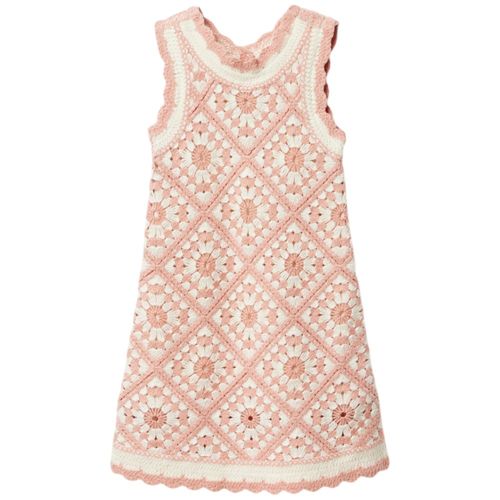 Vestido bicolor crochet para niña