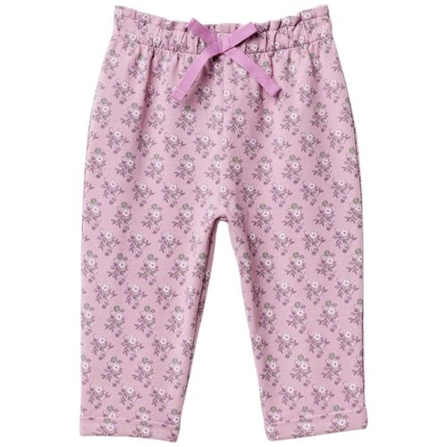 Legging morado con estampado de flores para bebé niña