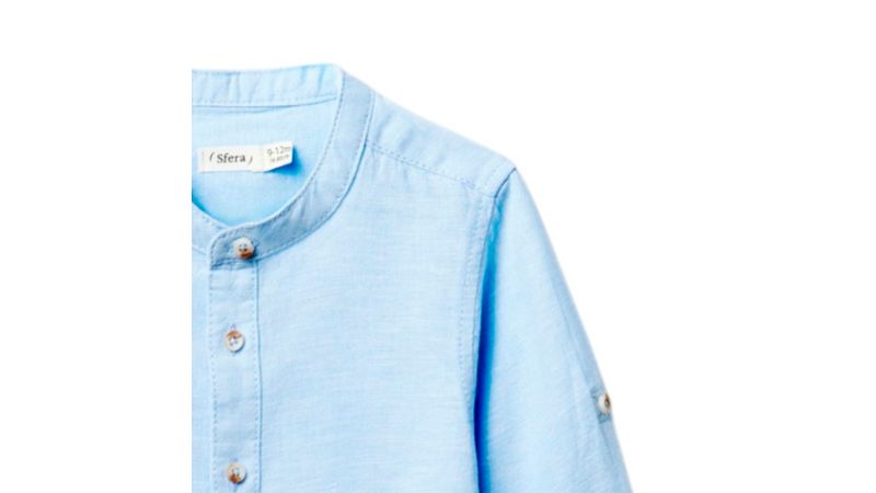 Camisa celeste sólido para bebé niño