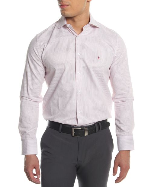 Camisa de vestir slim fit Puro Ego ivory rayada para hombre