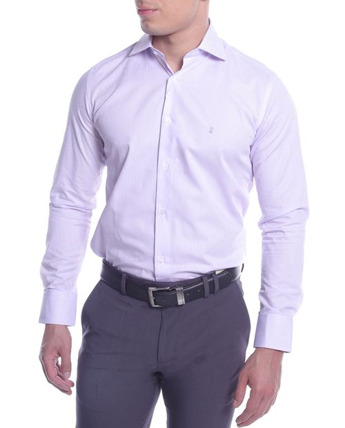 Camisa de vestir slim fit Puro Ego lila rayada para hombre