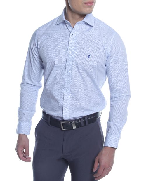 Camisa de vestir slim fit Puro Ego azul mini print para hombre