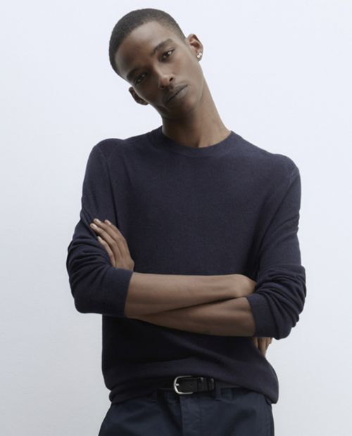 Suéter Sfera azul navy texturizado para hombre