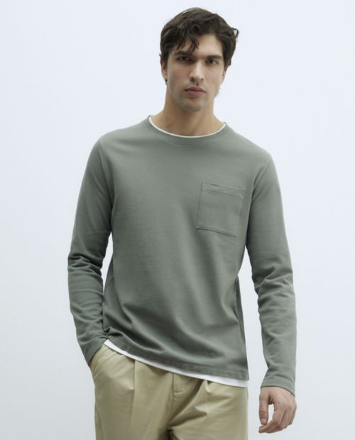 Camiseta con textura verde oliva Sfera para hombre