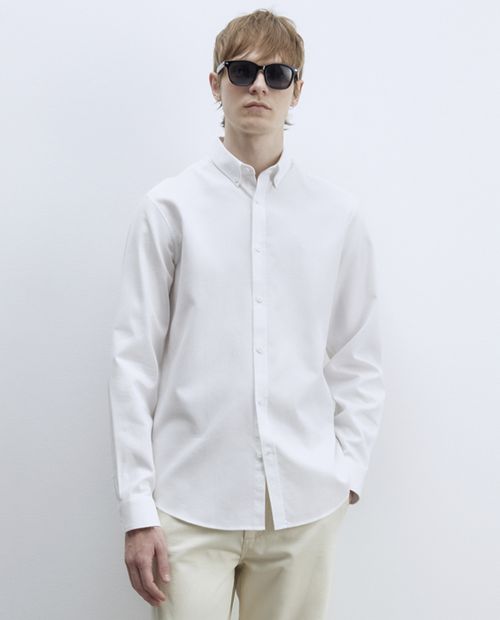 Camisa oxford blanca con textura Sfera para hombre