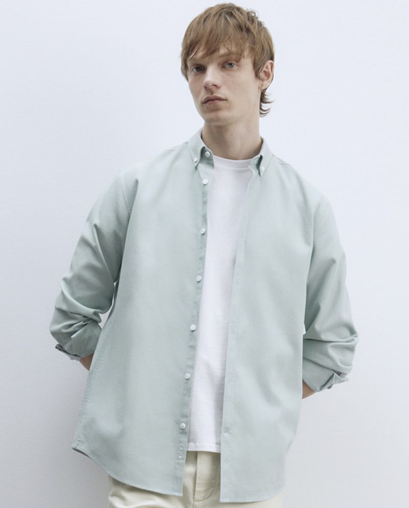 104835406-Camisa-oxford-Sfera-verde-claro-texturizada-para-hombre