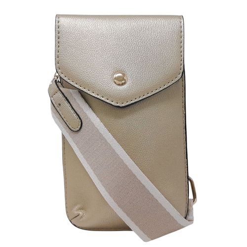 Cartera crossbody para celular color dorado para mujer