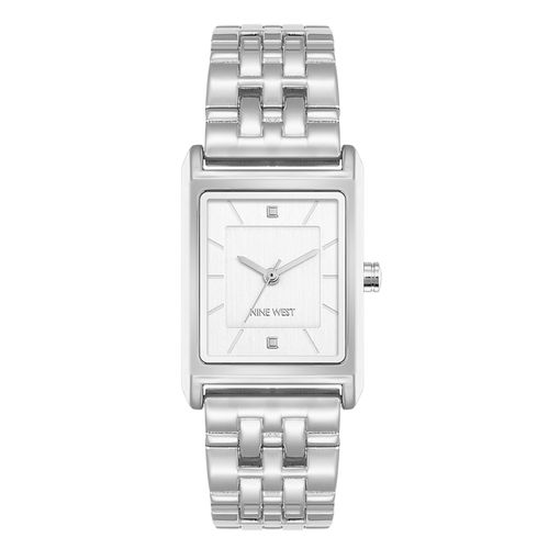 Reloj Nine West analogo cuadrado de metal en plateado para mujer