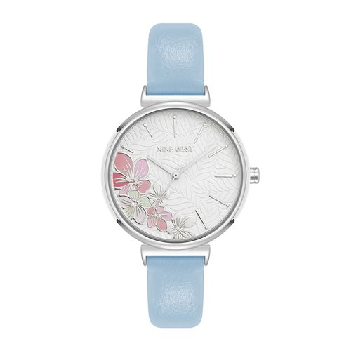 Reloj Nine West análogo de cuero celeste para mujer