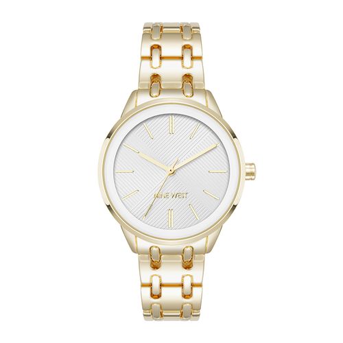 Reloj Nine West analogo redondo de metal en dorado para mujer