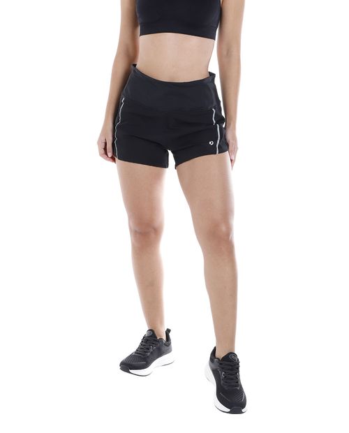 Short deportivo Boomerang sólido negro para mujer