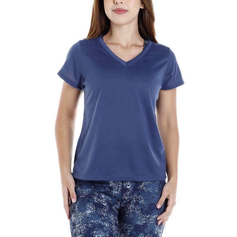 Cuello V Camisetas Azules Para Mujer Camiseta Deportiva Teammate