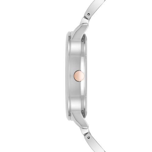 Reloj Nine West analogo redondo de metal en platead con esfera de flores o para mujer