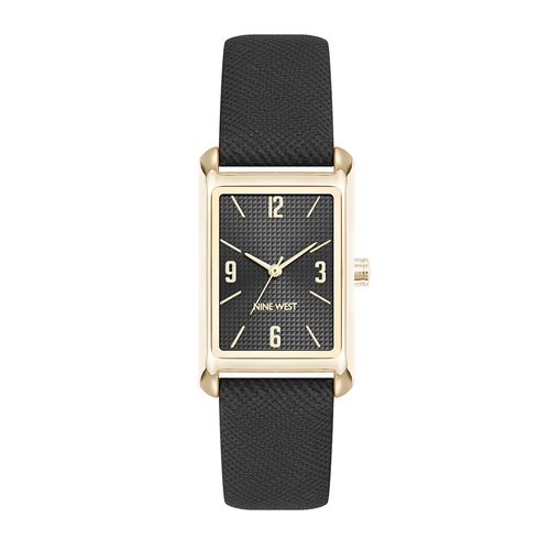Reloj Nine West análogo de cuero negro para mujer