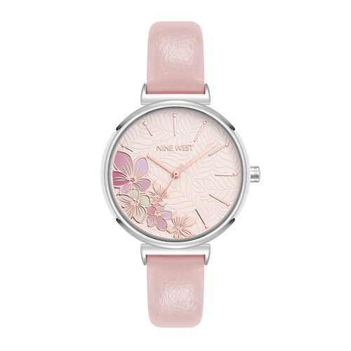 Reloj Nine West análogo de cuero rosado para mujer