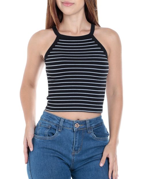 Blusa Active Basic crop top azul sin mangas para mujer