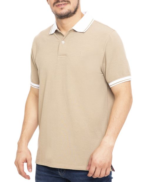 Camisa polo Oscar de la Renta beige sólida para hombre