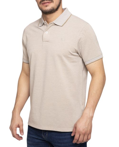 Camisa polo Oscar de la Renta beige heather para hombre