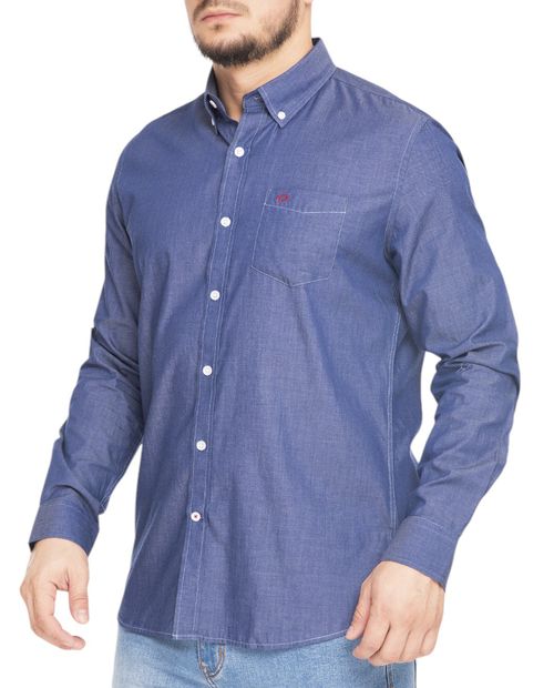 Camisa casual Oscar de la Renta azul heather para hombre