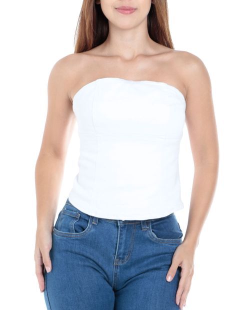 Blusa Orange casual blanca strapless para mujer