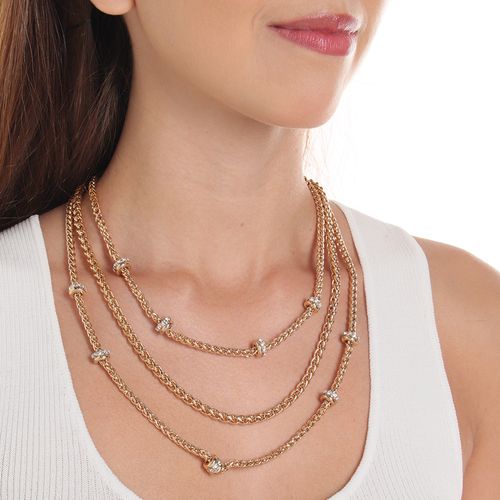 Collar triple color dorado 20mm-20" para mujer