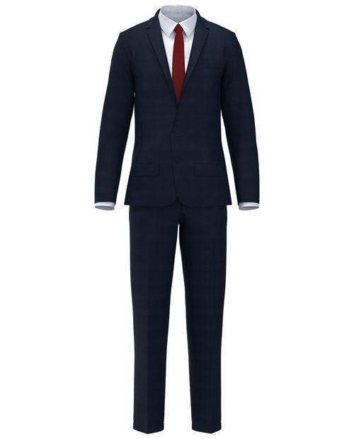Traje formal Oscar de la Renta tailored fit azul navy cuadriculado para hombre