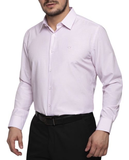 Camisa formal Oscar de la Renta tailored fit rosada rayada para hombre