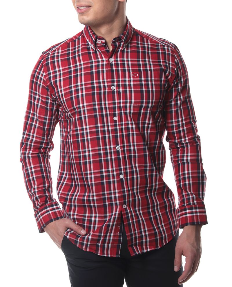 104826059-Camisa-casual-Oscar-de-la-Renta-classic-fit-roja-cuadriculada-para-hombre