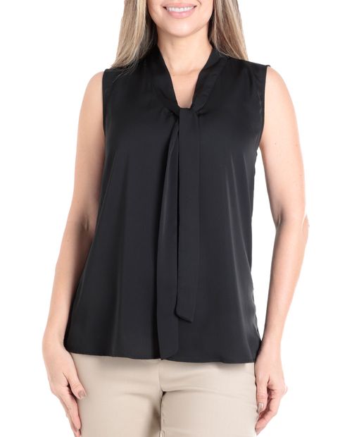 Blusa Nicolle formal negra sin mangas para mujer