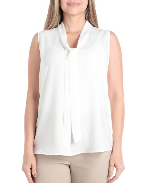 Blusa Nicolle formal blanco sin mangas para mujer